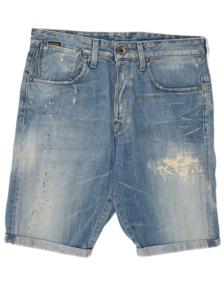 G-Star Shorts vaqueros para hombre W32 Algodón moteado en azul medio