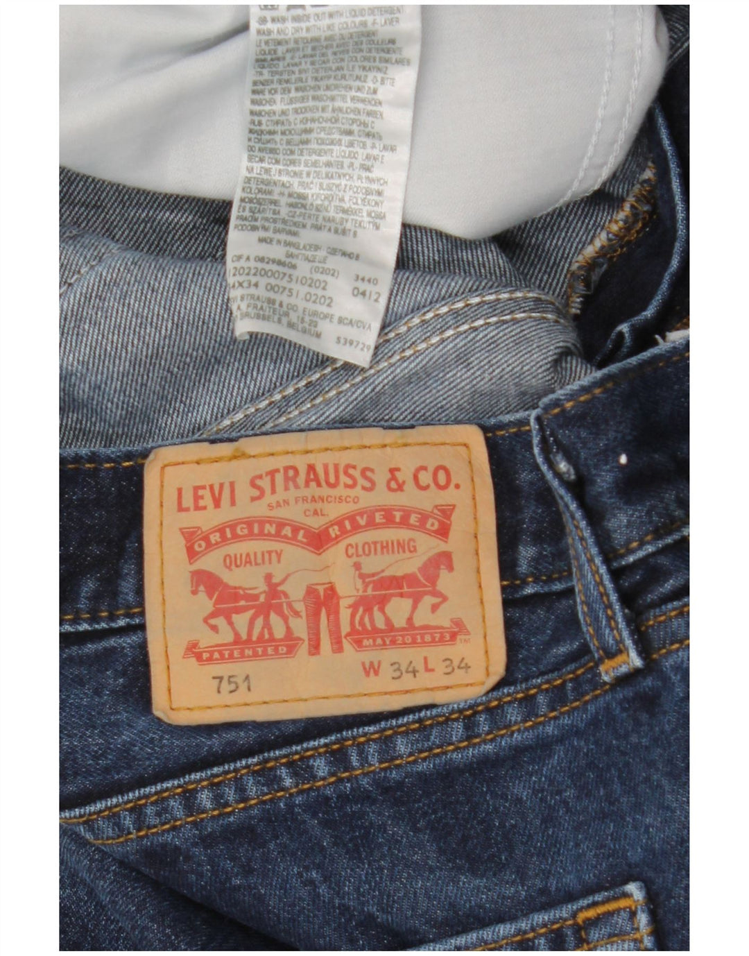 Levi's Jeans rectos 751 para hombre W34 L34 Algodón azul marino