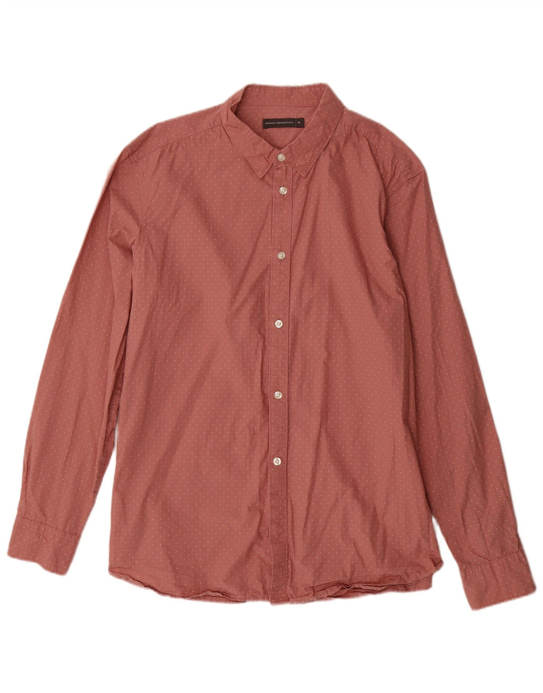 FRENCH CONNECTION Camisa Hombre XL Algodón Manchado Burdeos