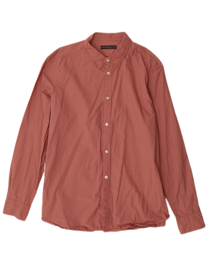 FRENCH CONNECTION Camisa Hombre XL Algodón Manchado Burdeos