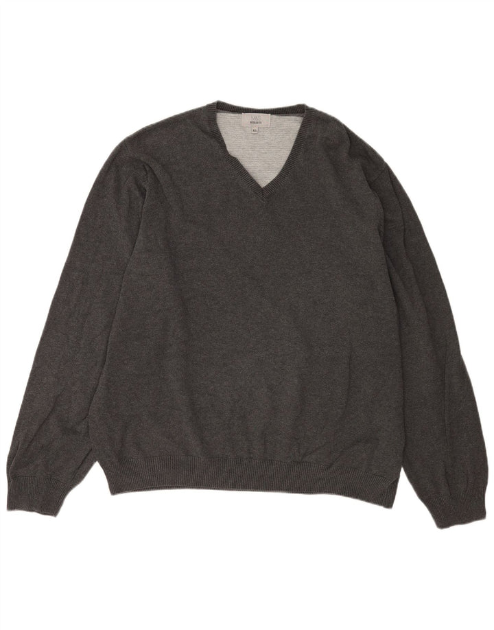 Marks & Spencer - Jersey para hombre con cuello en V y corte regular, talla 2XL, algodón gris