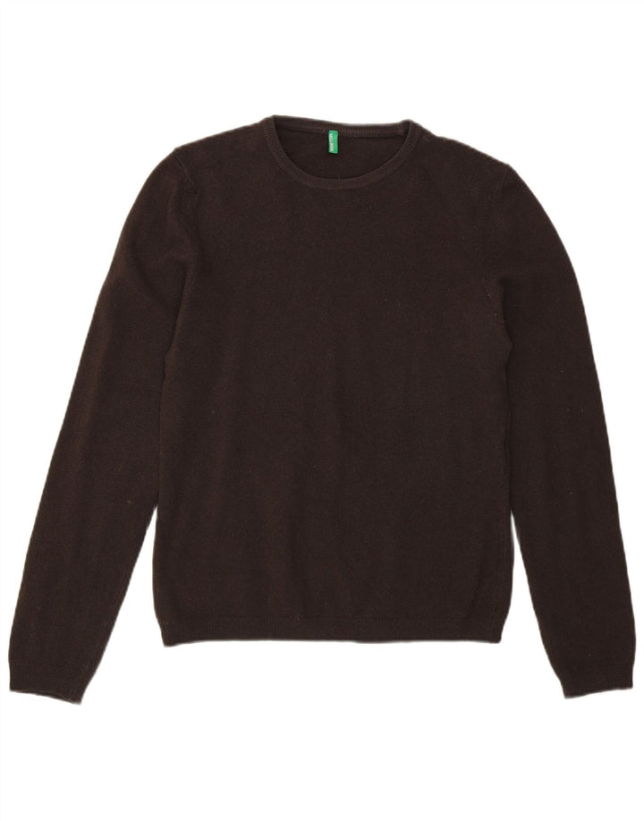BENETTON Suéter tipo jersey con cuello barco para mujer UK 40 Lana marrón medio