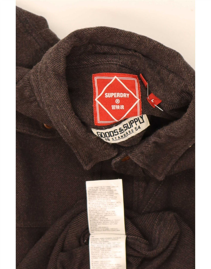 Superdry Camisa De Franela De Algodón Marrón Grande Para Hombre