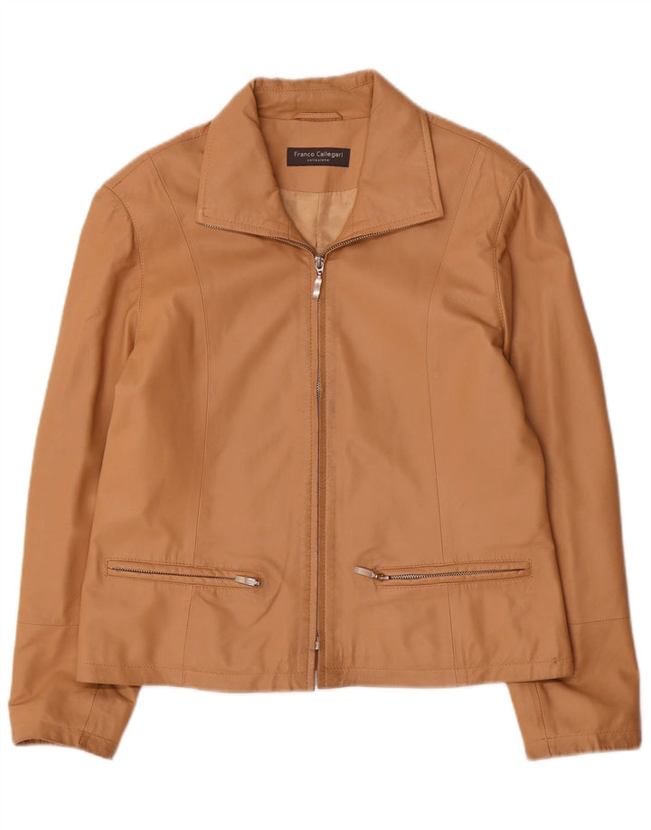 Franco Callegari Chaqueta de cuero bomber para mujer Reino Unido 46 Cuero beige grande