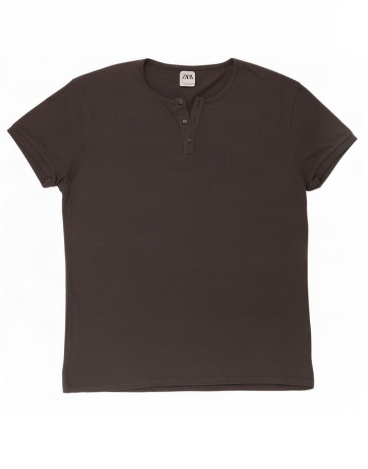 Zara Hombre Camiseta Top XL Gris