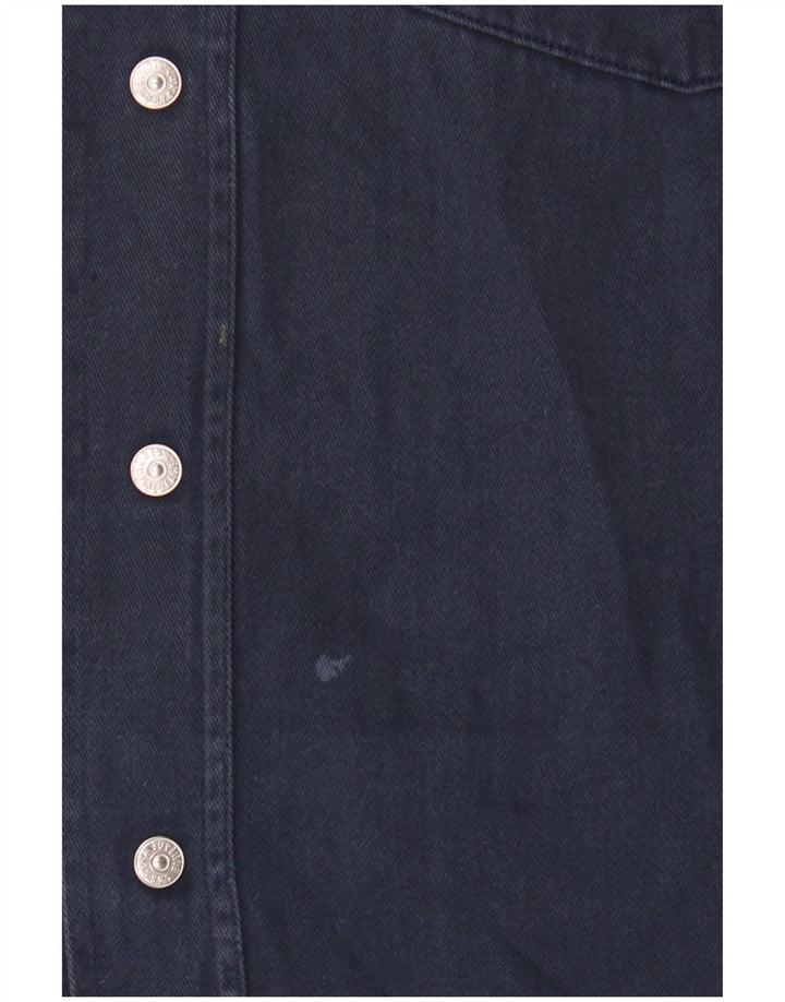 Camisa Carrera Hombre Talla 39/40 Mediana Azul Marino Algodón