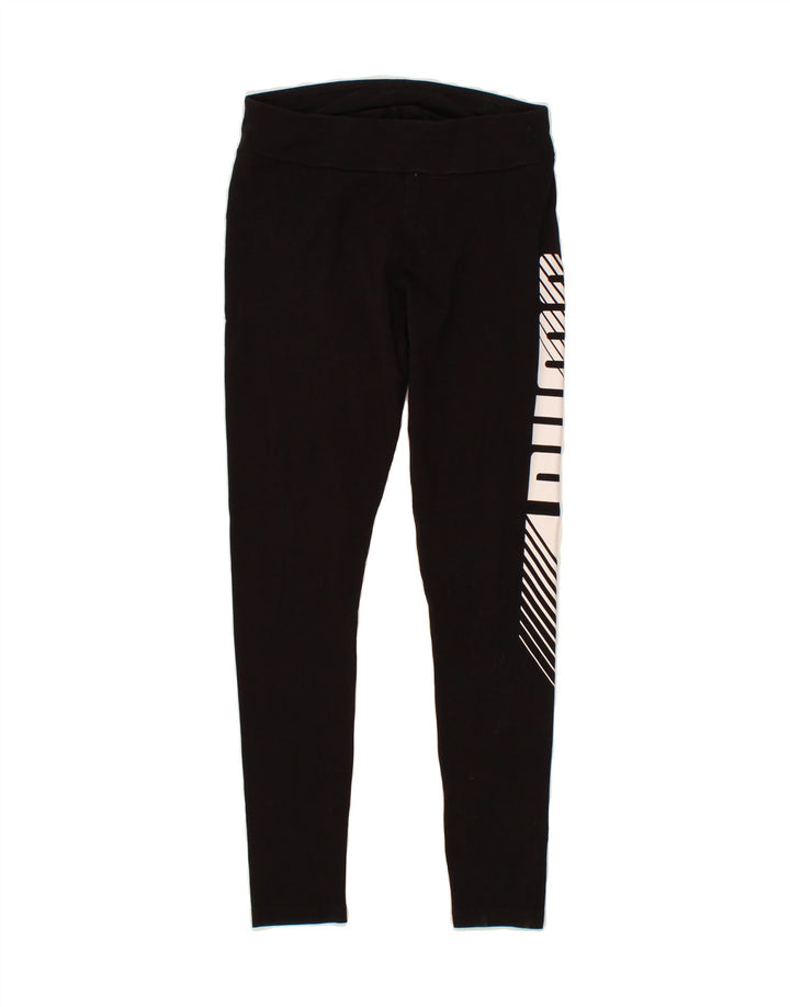 PUMA Womens Graphic Leggings UK 10 Small Black Vintage Puma and Second-Hand Puma from Messina Hembry 