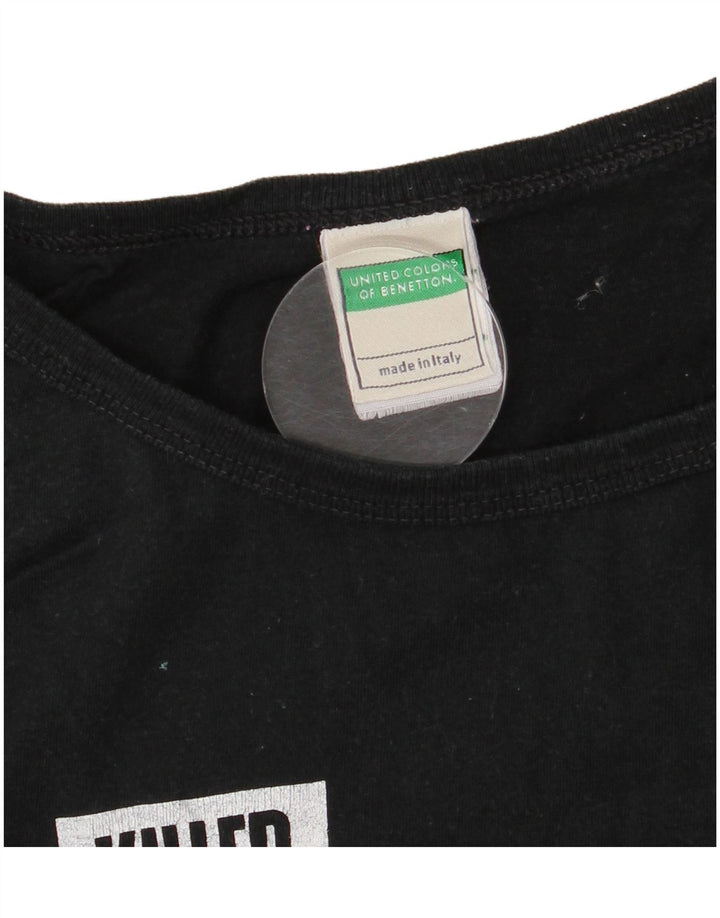 Benetton Camiseta Sin Mangas Estampada para Mujer ES 40 XL Algodón Negro