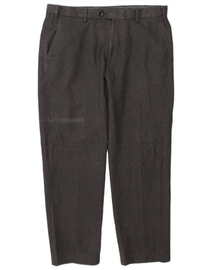 Marks & Spencer Pantalones casuales de corte regular para hombre W34 L29 Poliéster gris