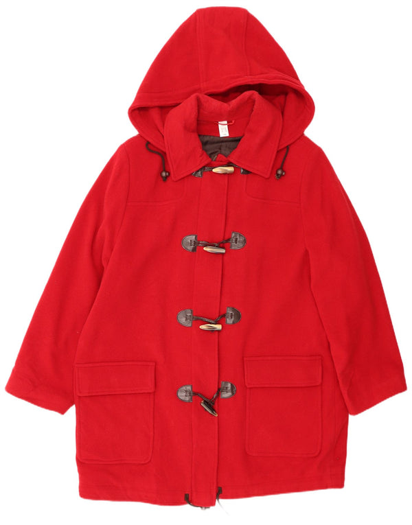 VINTAGE Mujer Abrigo de lona con capucha de gran tamaño Reino Unido 18 XL Lana roja