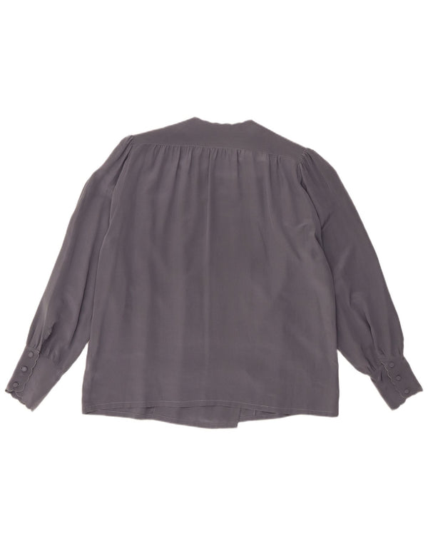 Tramo Blusa tipo camisa con doble botonadura para mujer EU 42 Large Seda floral gris