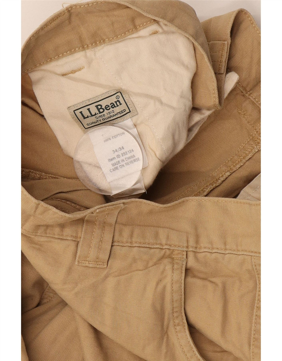 L.L.Bean Pantalón cargo recto para hombre W34 L34 Algodón beige