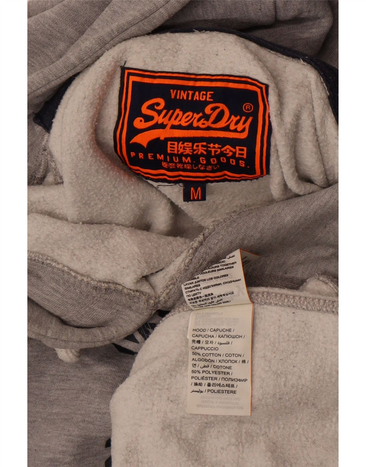 Superdry Hombre Sudadera Con Capucha Gráfica De Algodón Gris Medio