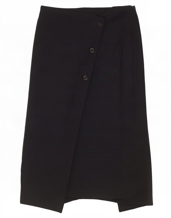 Zara Mujer Falda Cruzada De Cintura Alta XS W24 Azul Marino Rayas
