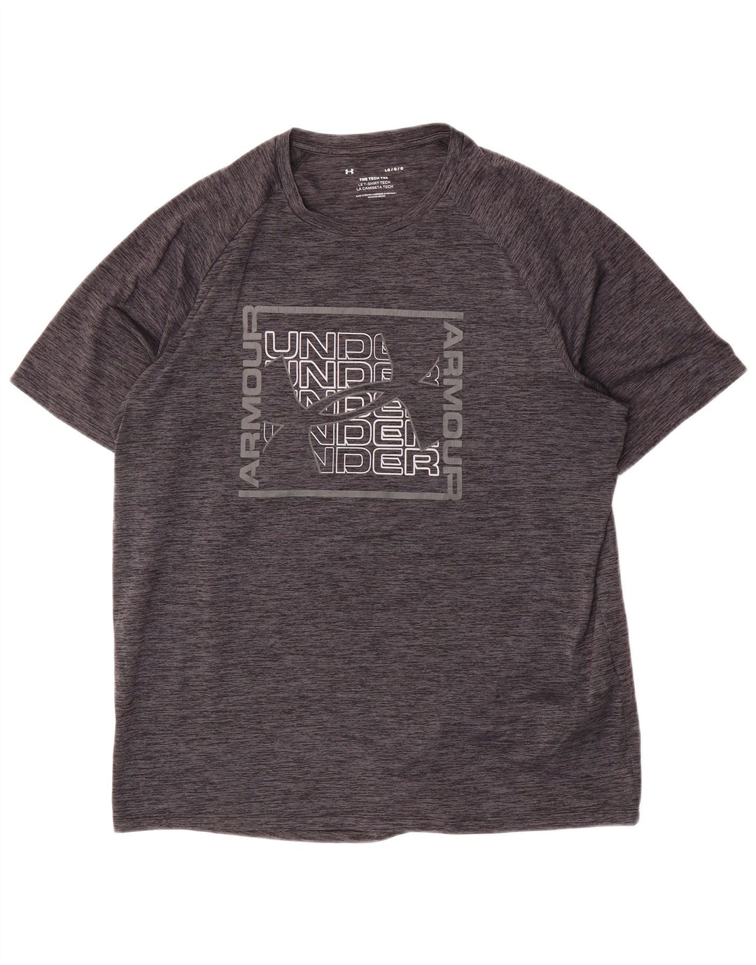 Under Armour Camiseta gráfica para hombre Top grande de poliéster moteado gris