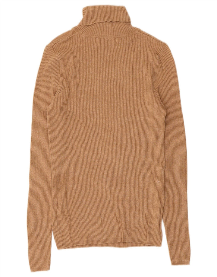 Marks & Spencer Suéter tipo jersey con cuello vuelto para mujer UK 10 Small Brown Viscosa