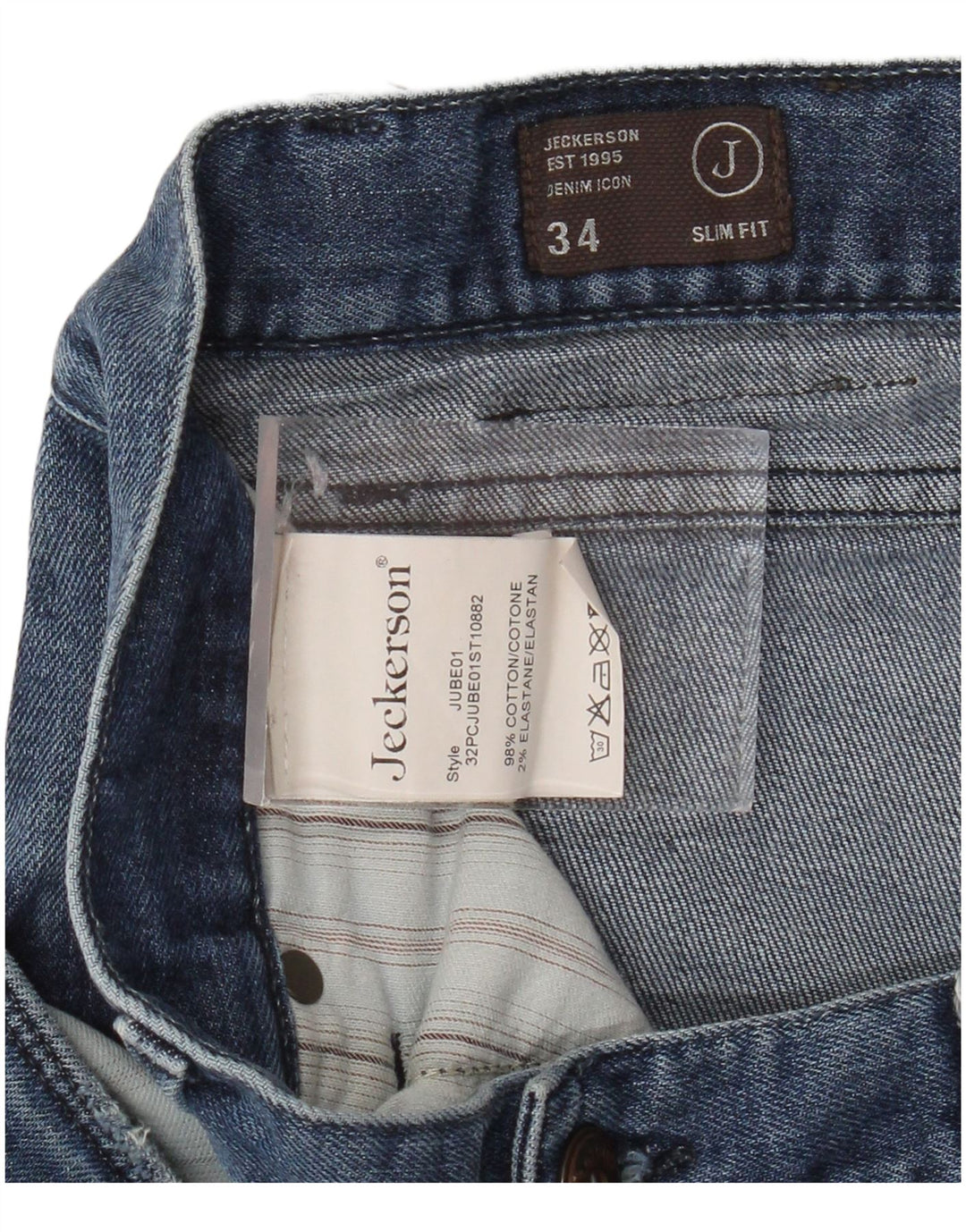 JECKERSON Pantalones cortos de mezclilla para hombre W34 Algodón azul grande