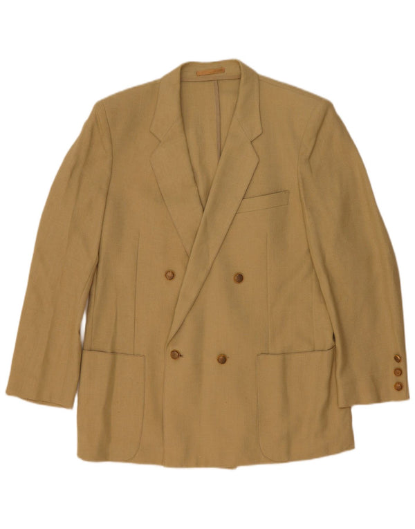 Vintage hombres doble pecho Blazer chaqueta Reino Unido 44 2XL Beige