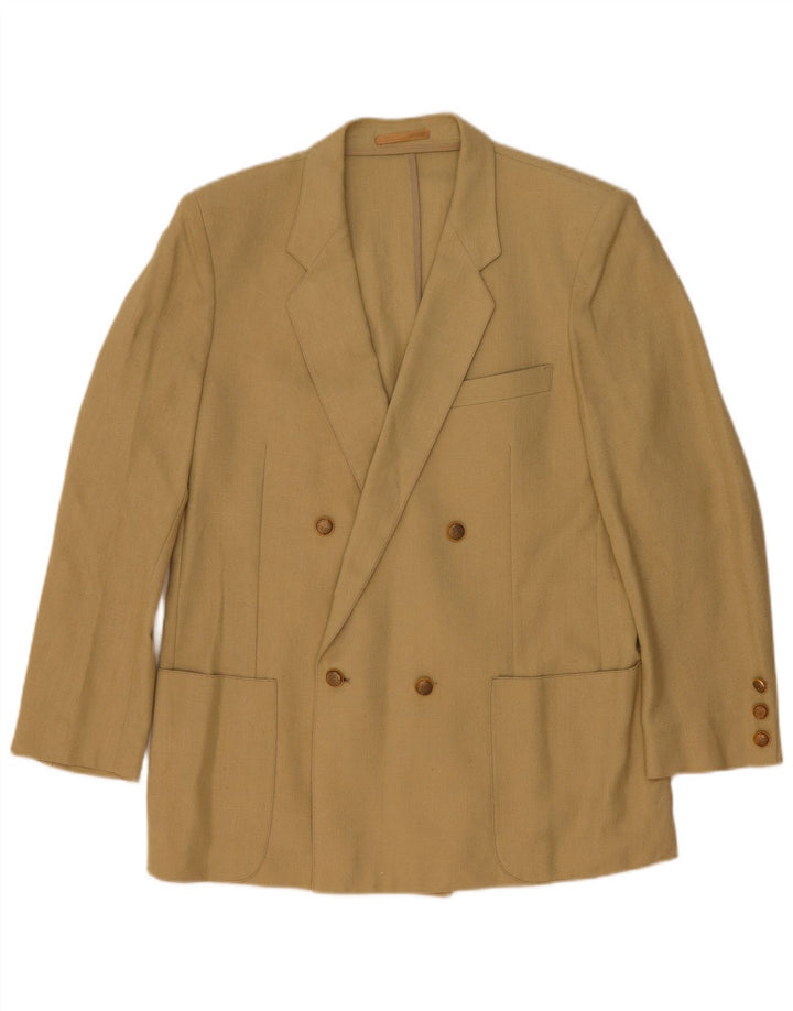 Vintage hombres doble pecho Blazer chaqueta Reino Unido 44 2XL Beige