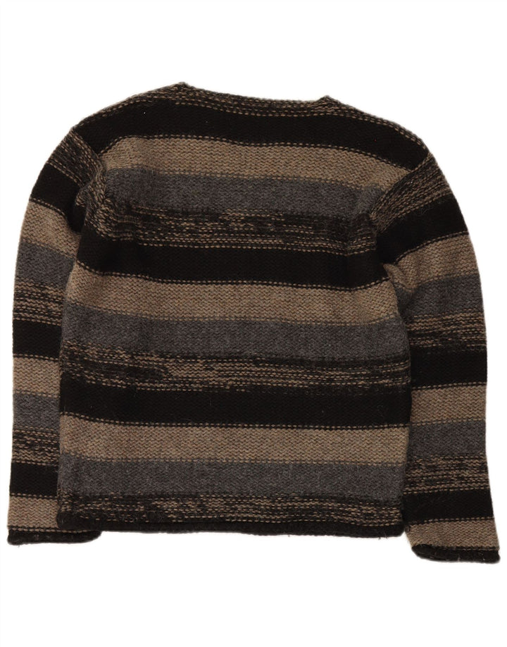 Carrera Jersey con cuello en V para hombre, suéter grande de acrílico a rayas multicolor