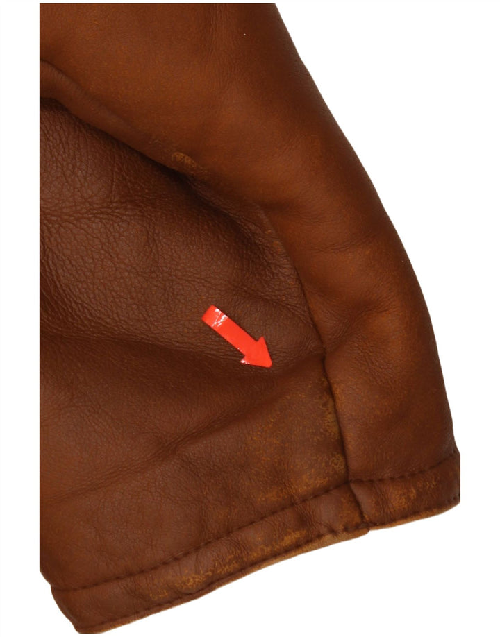 Vintage mujer shearling chaqueta IT 50 grande marrón shearling