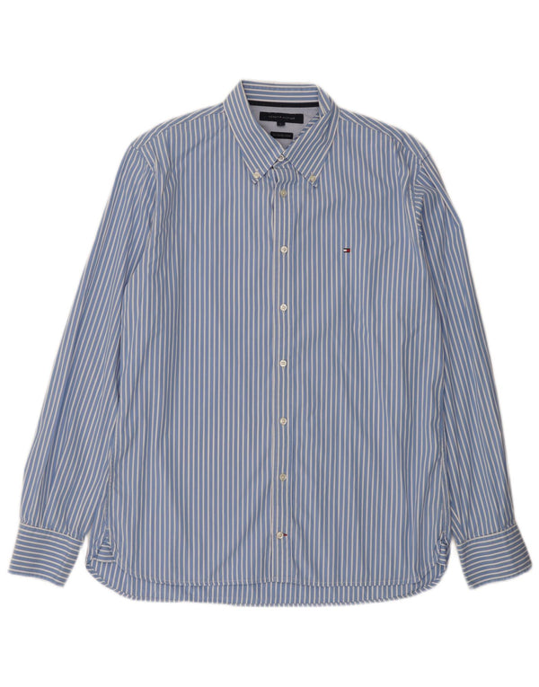 Camisa Tommy Hilfiger Hombre Grande Azul Rayas Algodón