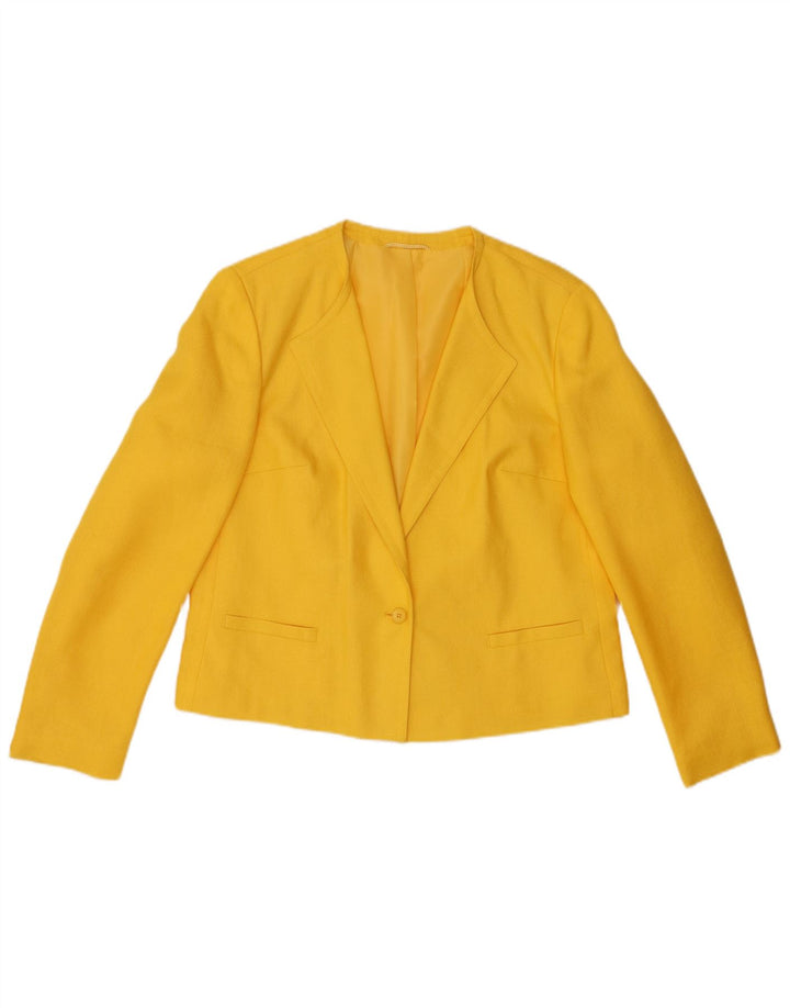RAVENS Chaqueta tipo blazer corta con 1 botón para mujer IT 42 Poliéster amarillo medio