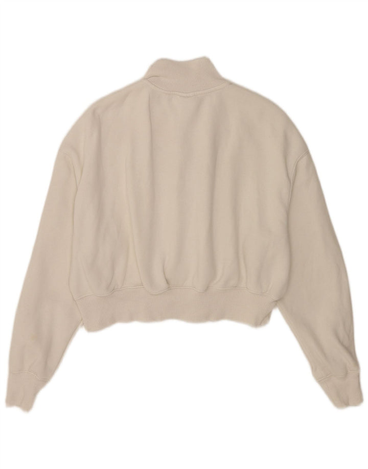 Nike Mujer Oversize Crop Zip Neck Sudadera Jumper UK 10 Small White