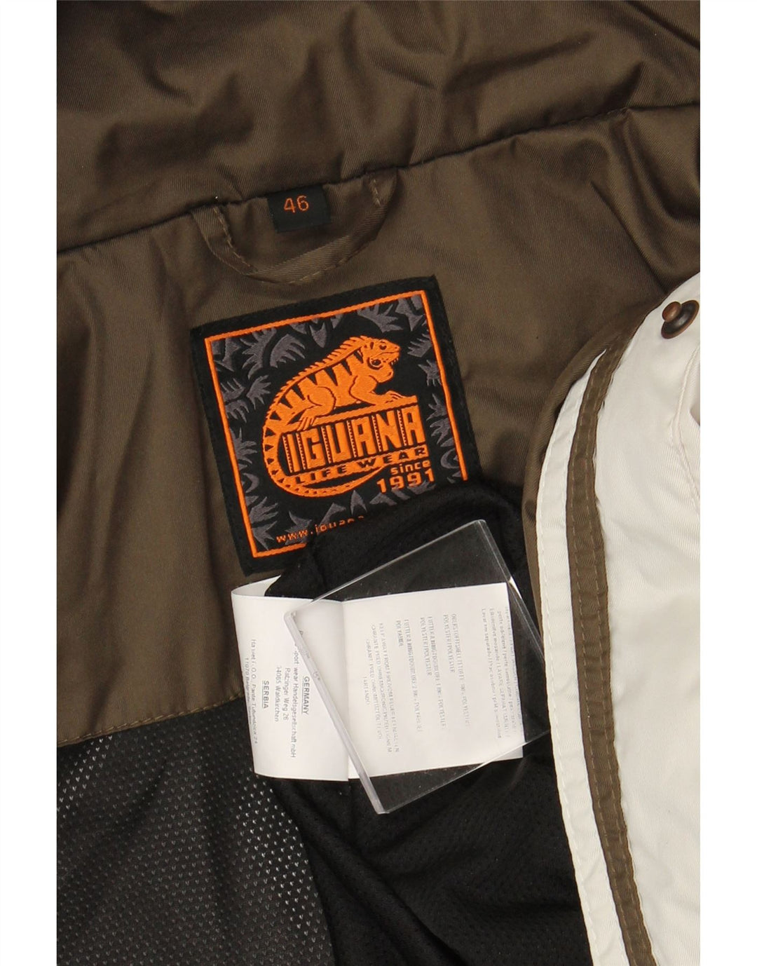 IGUANA Chaqueta cortavientos con capucha para mujer EU 46 XL Blanco Colorblock