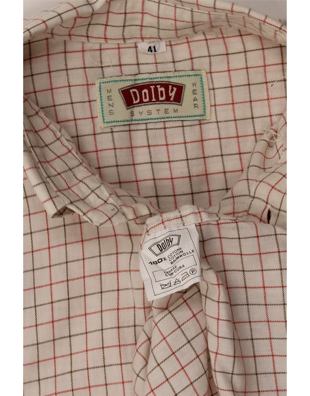 VINTAGE Camisa para hombre Talla 41 Algodón a cuadros blanco grande