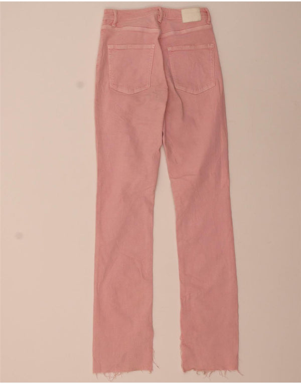 ZARA Mujer Vaqueros Slim EU 36 XS W26 L34 Rosa Algodón