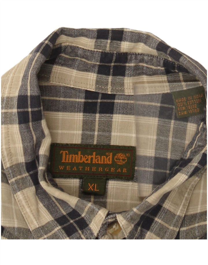 Timberland Camisa de franela para hombre XL Algodón a cuadros beige