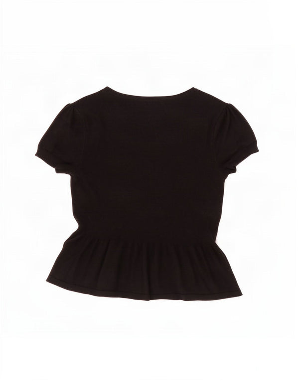 Marks & Spencer Blusa de manga corta para mujer UK 46 Large Viscosa negra