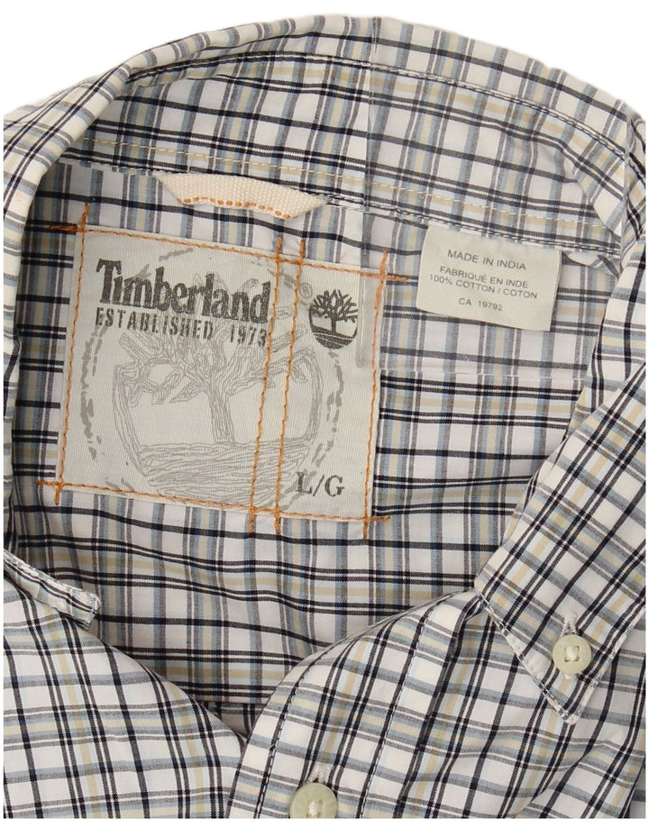 Camisa Timberland para hombre de algodón a cuadros blancos grandes