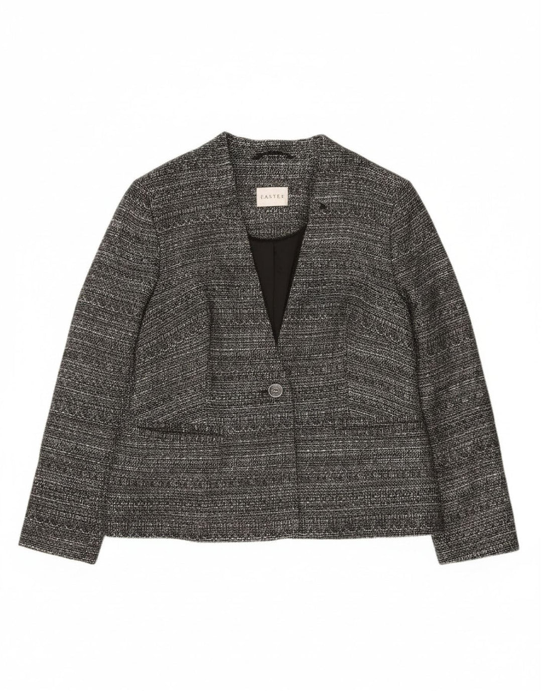 Eastex Chaqueta tipo blazer de 1 botón para mujer UK 42 Poliéster moteado gris medio