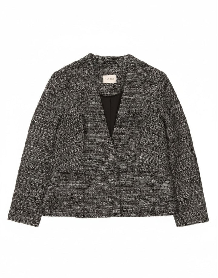 Eastex Chaqueta tipo blazer de 1 botón para mujer UK 42 Poliéster moteado gris medio