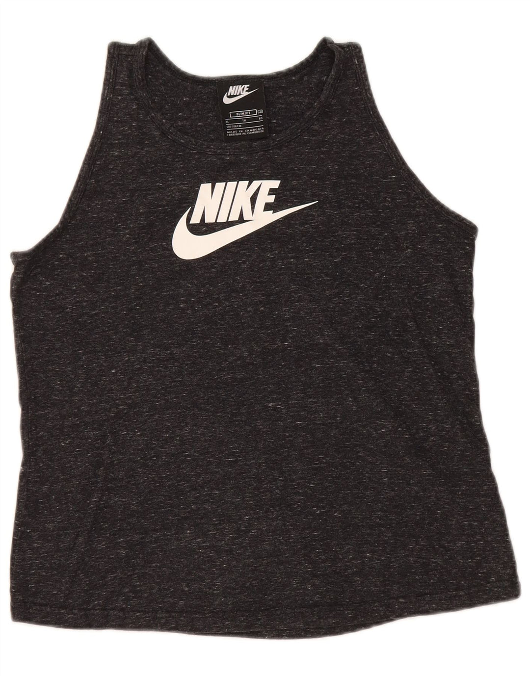 NIKE Camiseta sin mangas con estampado entallado para niñas 13-14 años XL Algodón moteado negro