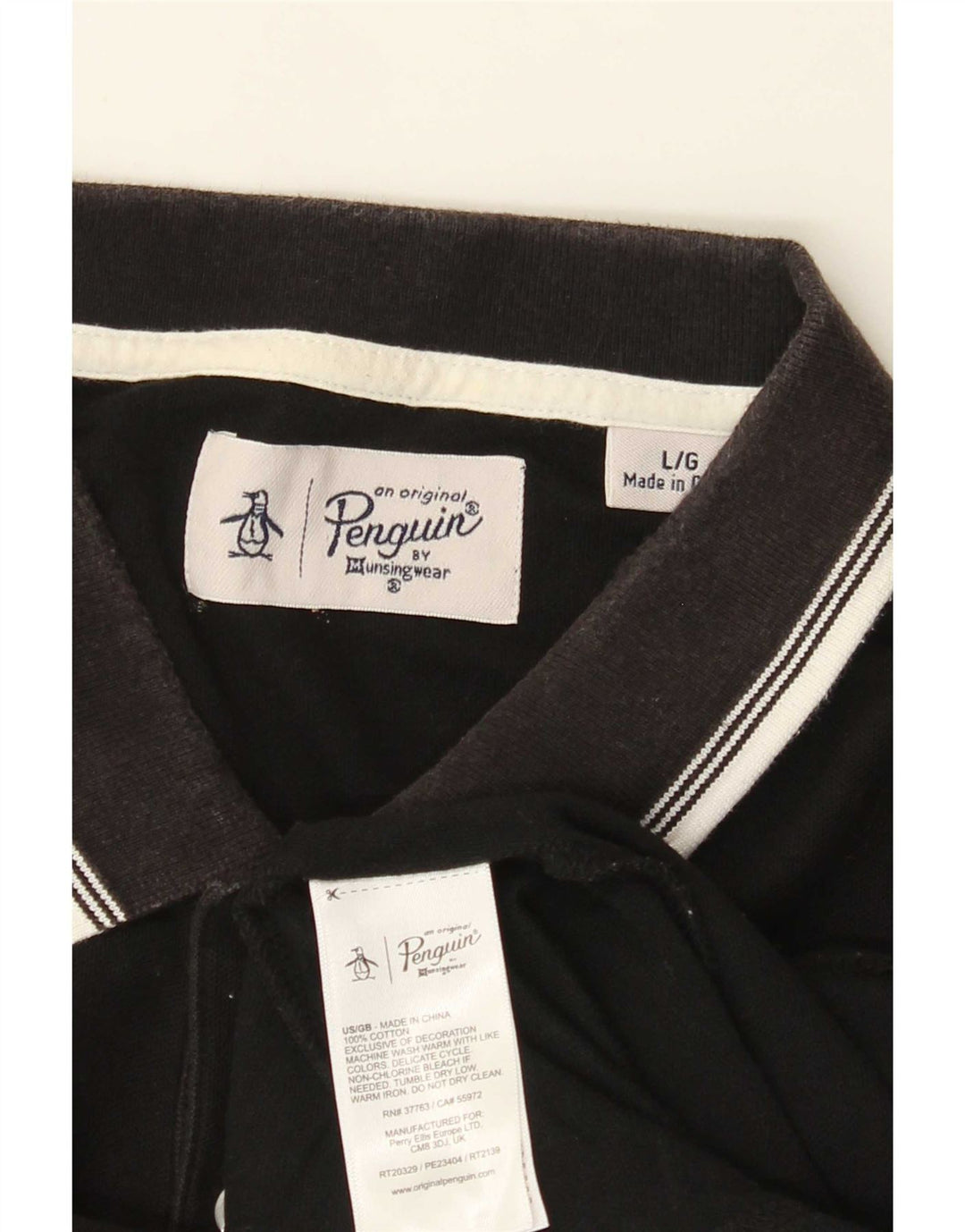 Polo Penguin para hombre grande de algodón negro