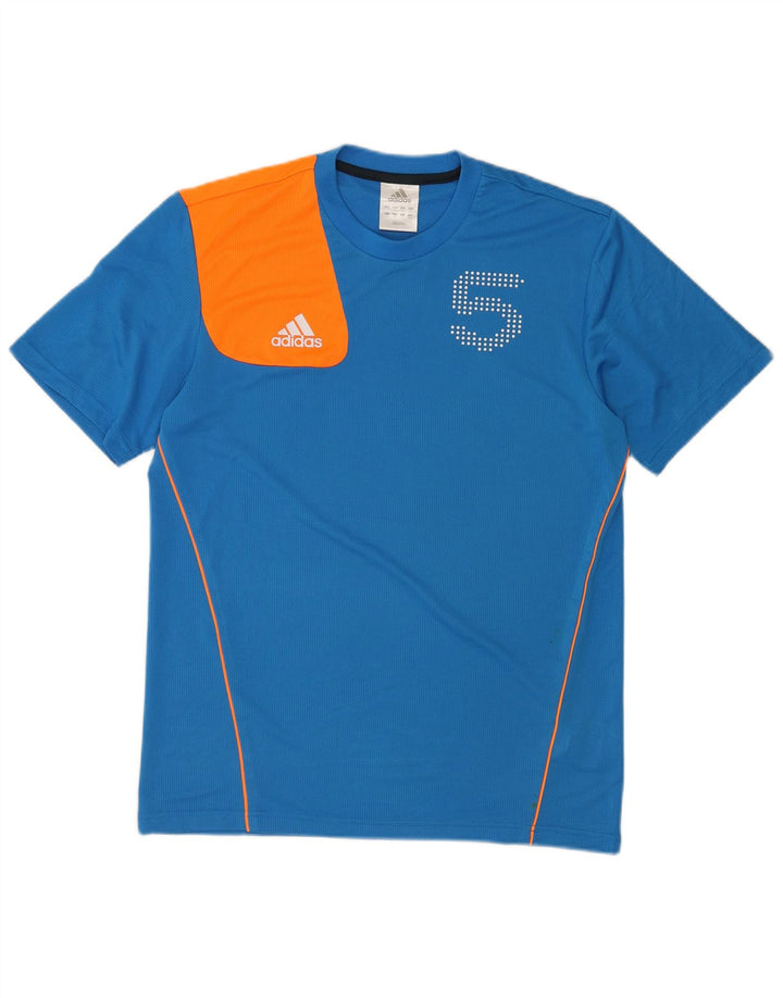 Adidas Hombre Camiseta Gráfica Top Azul Medio Colorblock Poliéster