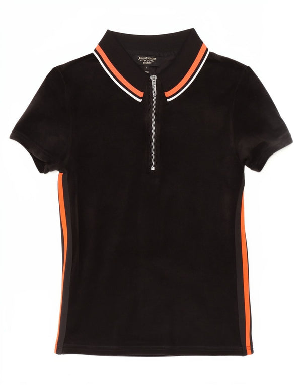 Juicy Couture Polo para mujer UK 8 Small Algodón a rayas negras
