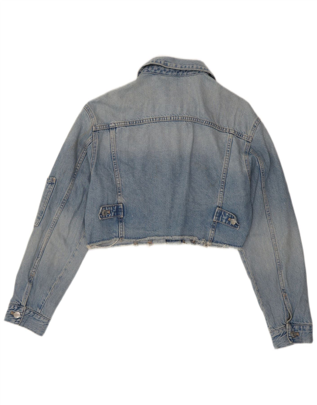 ZARA Chaqueta vaquera corta extragrande para mujer UK 10 Small Blue Cotton