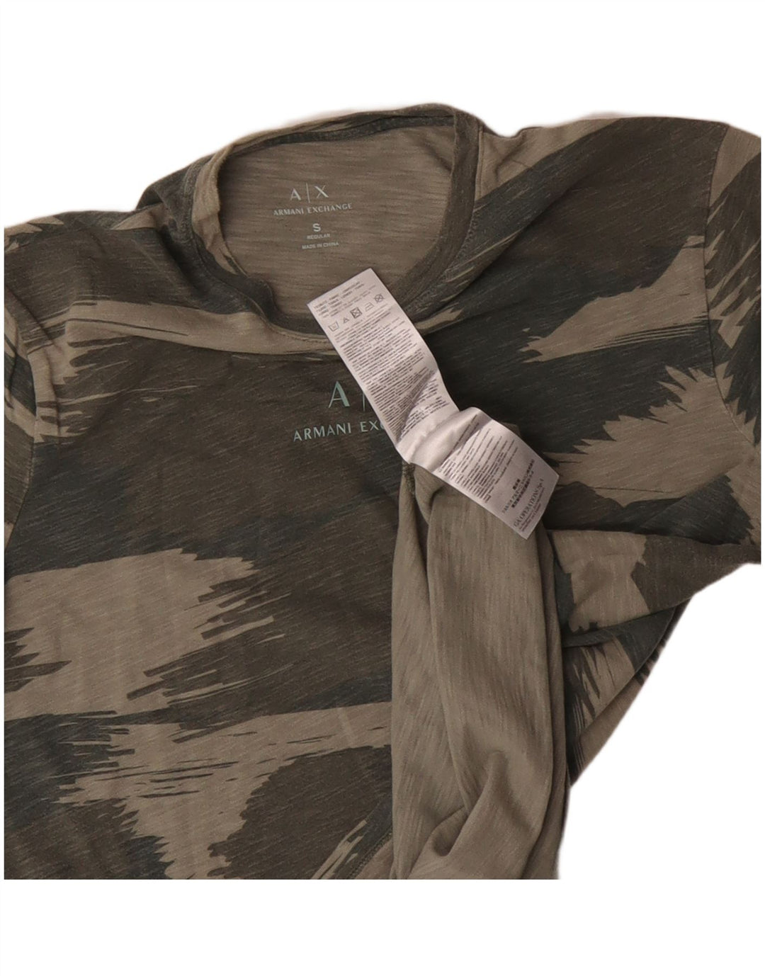 Armani Exchange Camiseta gráfica para hombre Top Small Khaki Camuflaje Algodón