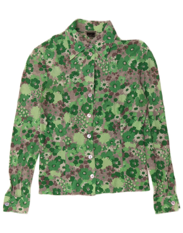 LUISA SPAGNOLI Camisa de Mujer UK 12 Medio Verde Floral