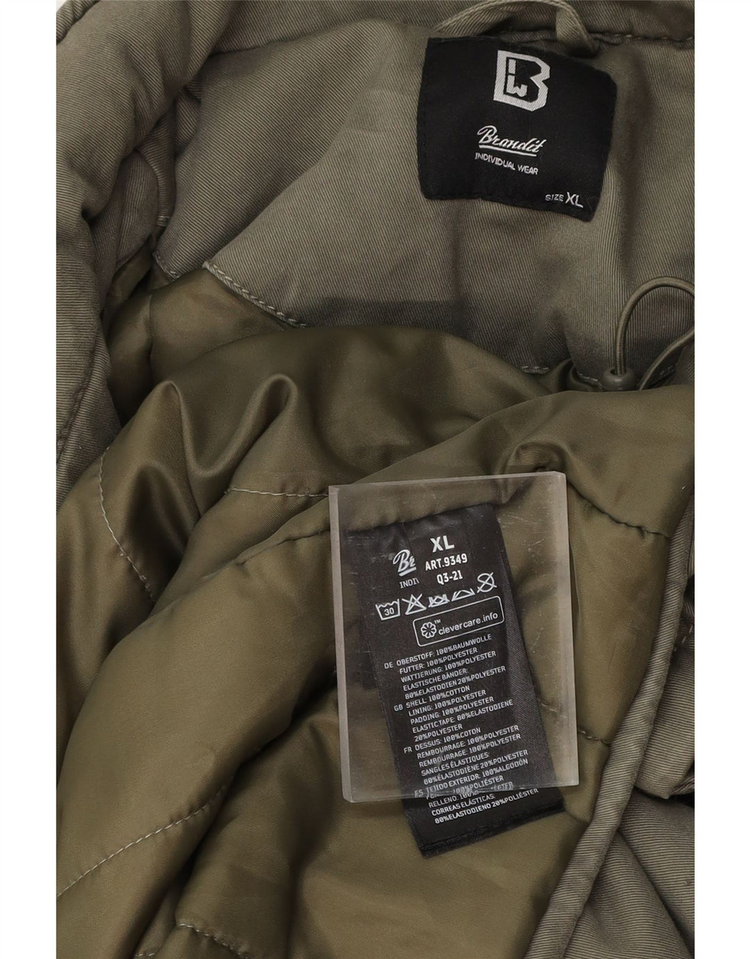 BRANDIT Chaqueta militar con capucha y gráfico para hombre UK 42 XL Algodón caqui