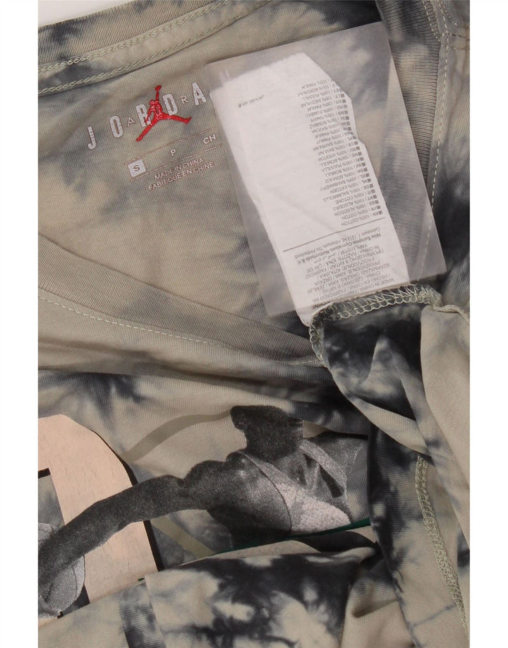 Jordan - Camiseta gráfica para hombre, parte superior pequeña, algodón teñido anudado gris