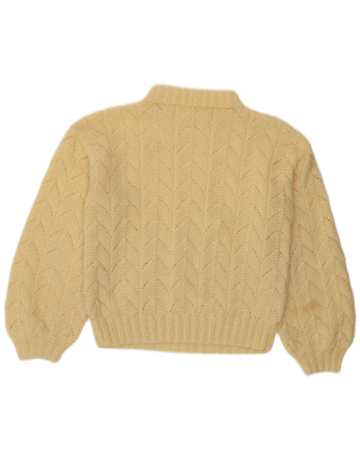 Vintage mujer tortuga cuello jersey suéter Reino Unido 14 amarillo medio
