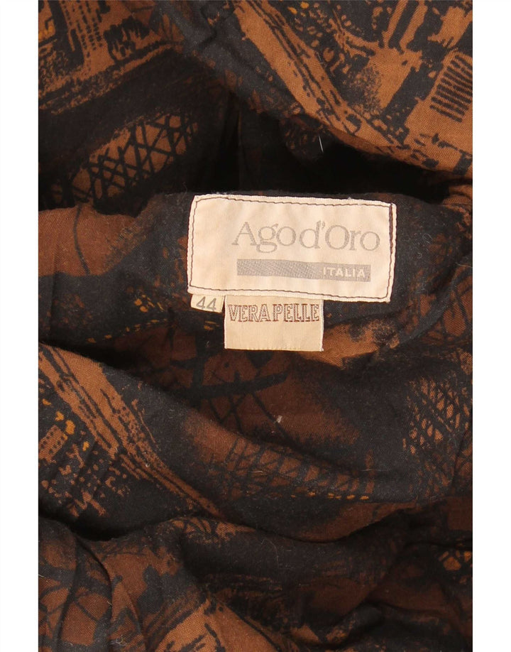 Abrigo vintage de ante para mujer IT 44 Cuero con estampado animal marrón medio
