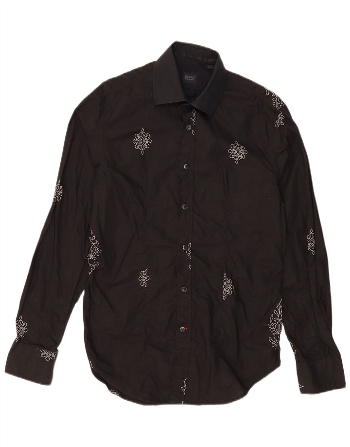 GUESS BY MARCIANO Camisa Hombre Pequeña Algodón Paisley Negro