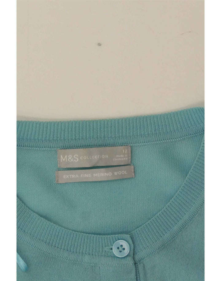 Marks & Spencer Suéter tipo cárdigan para mujer Reino Unido 12 Lana merino turquesa mediana