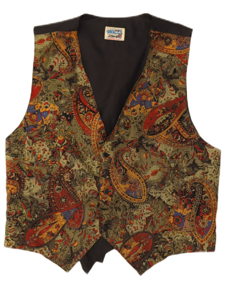 Chaleco vintage para hombre medio multicolor paisley viscosa retro